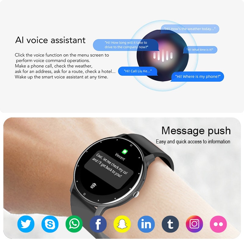 Bluetooth Smart Watch For Men And Women Full Touch Screen Waterproof Sports Fitness Tracker 5