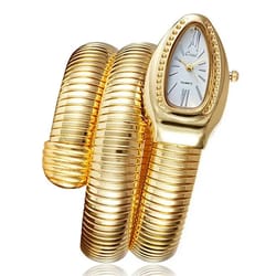 gold ladies wristwatch, luxury stainless steel quartz watch bracelet, high-quality fashion watch