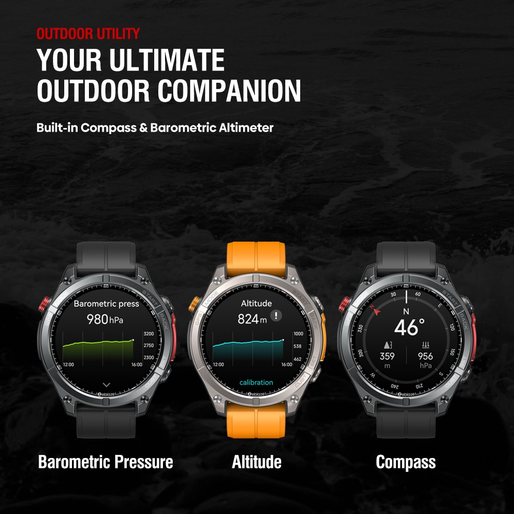 NEW GPS Smartwatch Screen With Compass Barometric Altimeter Flashlight Voice Calling 4