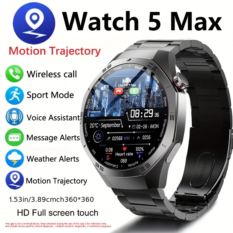 Waterproof Smartwatch For Men Android And IOS Compatible GPS Heart Rate AMOLED Screen Bluetooth Cal 1