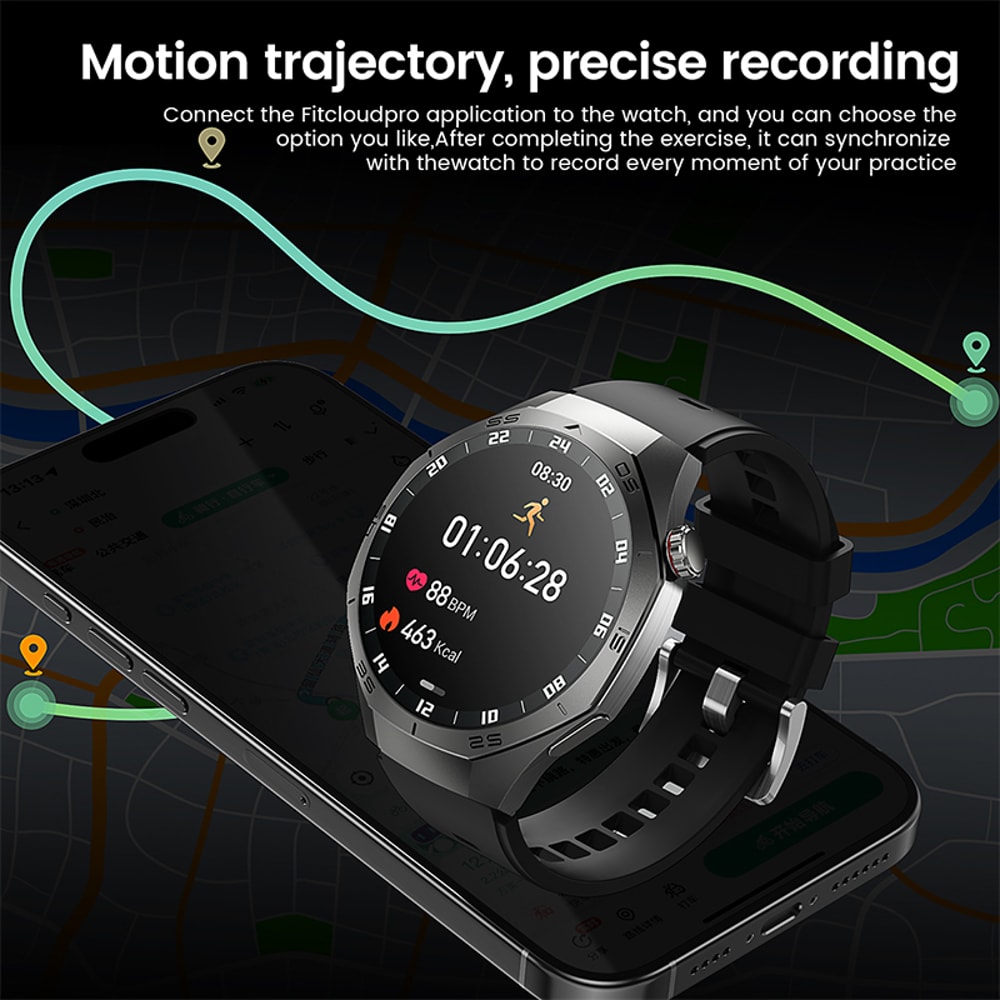 Waterproof Smartwatch For Men Android And IOS Compatible GPS Heart Rate AMOLED Screen Bluetooth Cal 5