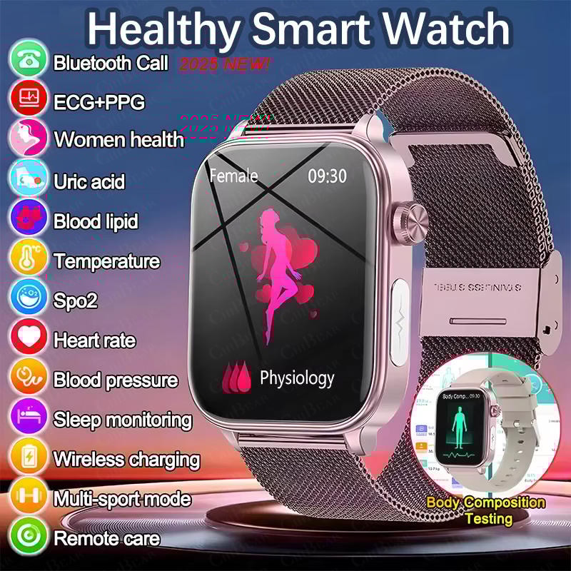 New Smartwatch Health Watch For Men With ECG PPG Blood Pressure Blood Lipids Uric Acid Bluetooth Ca 1