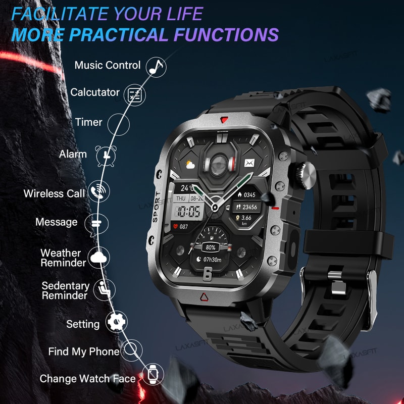 Bluetooth Talking Smart Watch For Men And Women With LED Flashlight HD Screen For Outdoor Sports 2