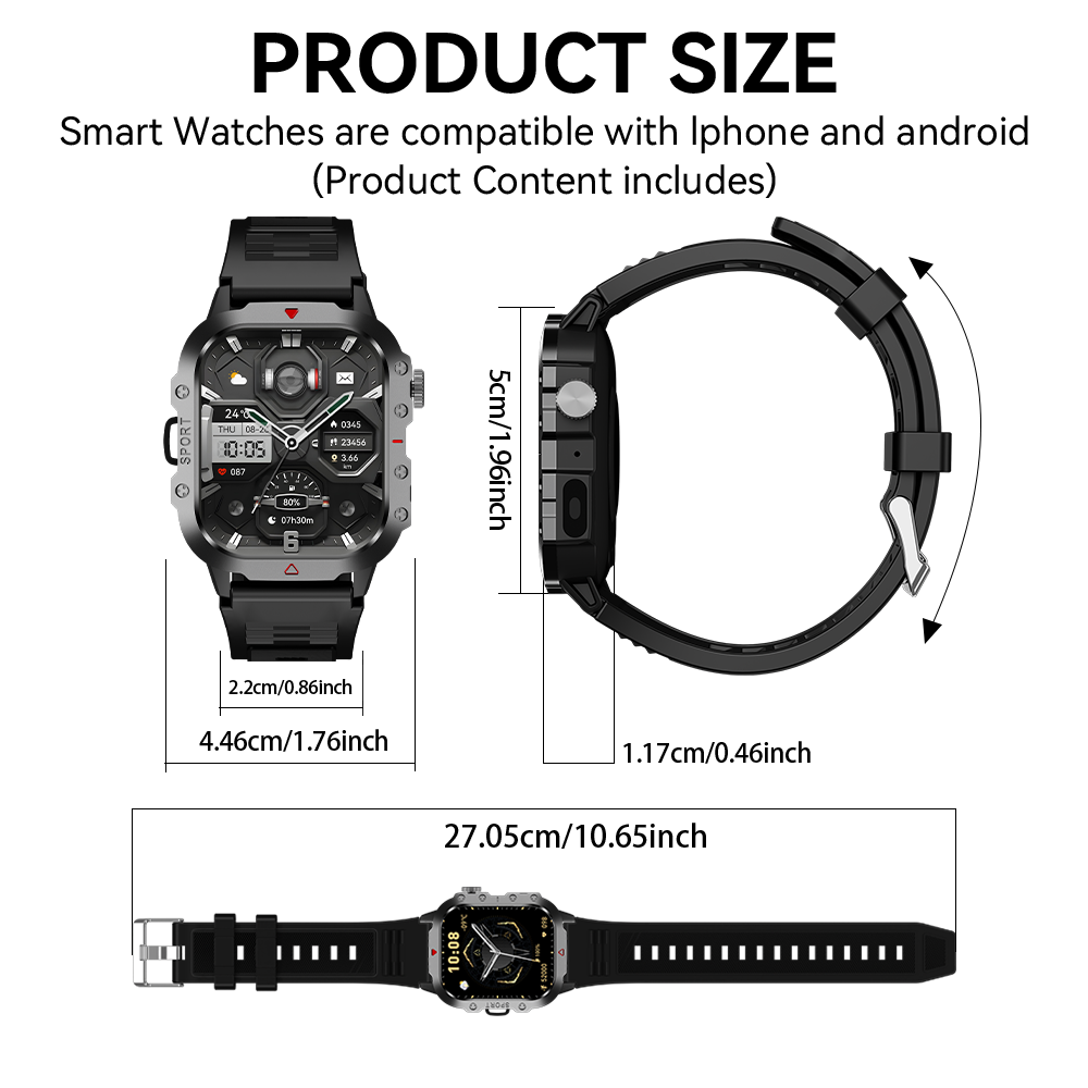 Bluetooth Talking Smart Watch For Men And Women With LED Flashlight HD Screen For Outdoor Sports 6