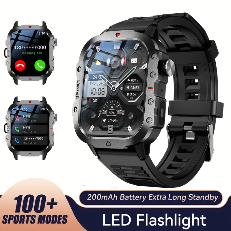Bluetooth Talking Smart Watch For Men And Women With LED Flashlight HD Screen For Outdoor Sports 7