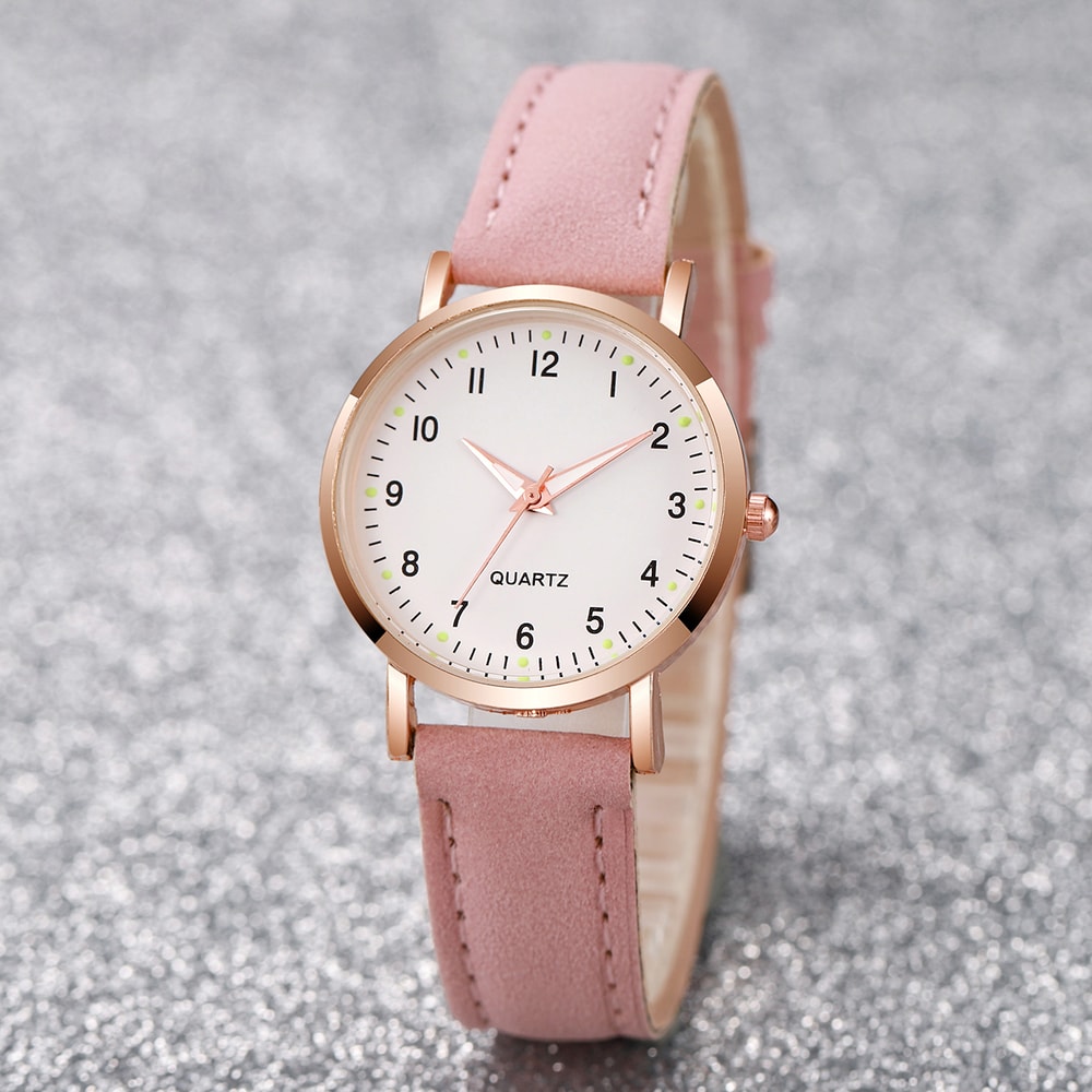 Ladies Fashion Watches Arabic Dial Leather Band Quartz Watch Girls Casual Gift Clock 5