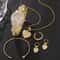 Gold Luxury Womens Quartz Watch Jewelry Set Ring Necklace Earring Rhinestone Fashion Wristwatch Cas 5