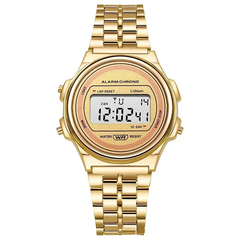 Luxury Retro Square Electronic Digital Watches Women Men Watch Rose Gold Silver Ladies Wristwatches 6