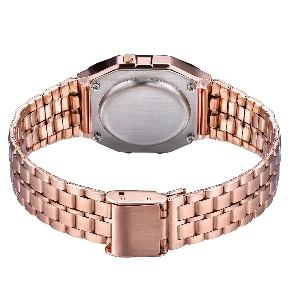 Luxury Retro Square Electronic Digital Watches Women Men Watch Rose Gold Silver Ladies Wristwatches 3