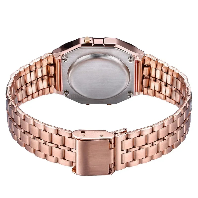 Luxury Retro Square Electronic Digital Watches Women Men Watch Rose Gold Silver Ladies Wristwatches 3
