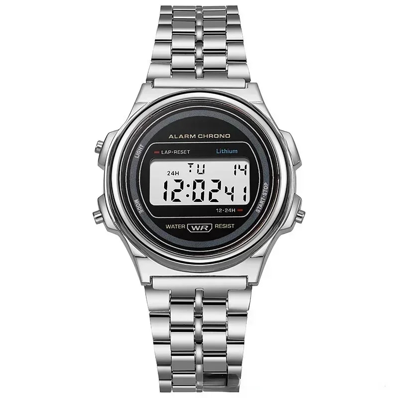 Luxury Retro Square Electronic Digital Watches Women Men Watch Rose Gold Silver Ladies Wristwatches 7