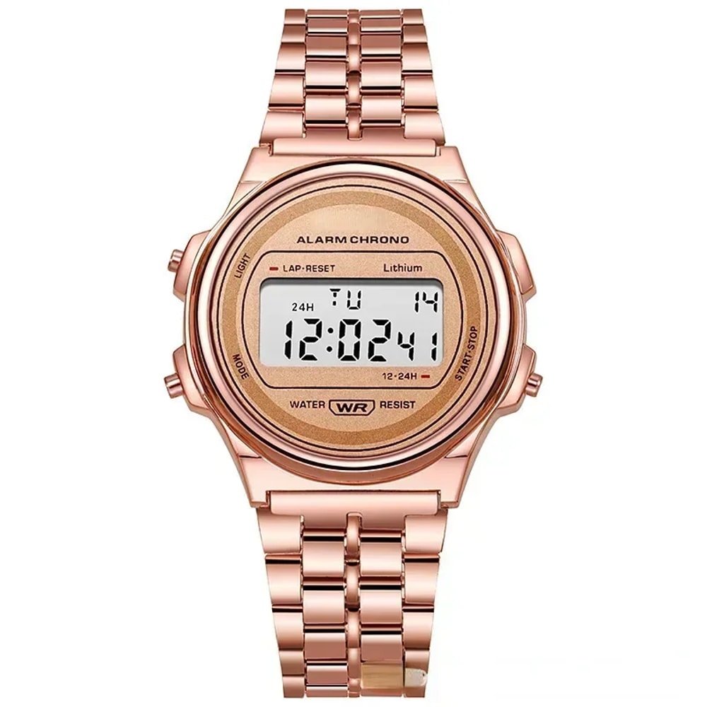 Luxury Retro Square Electronic Digital Watches Women Men Watch Rose Gold Silver Ladies Wristwatches 8