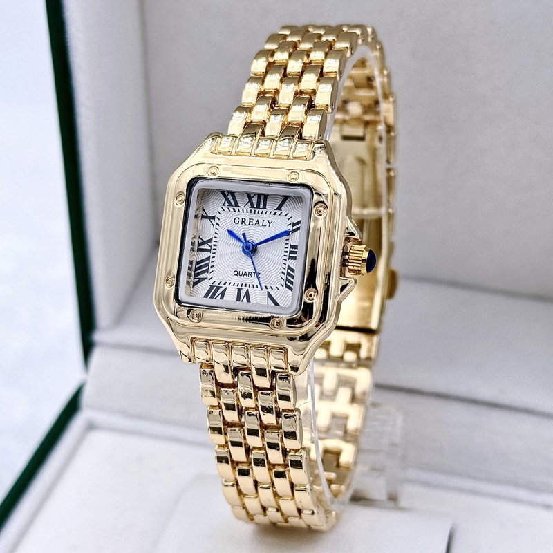 Light Luxury Brand Women Watch Gold Stainless Steel Ladies Fashion Quartz Wristwatch For Business 5