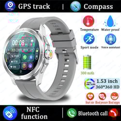 new ultra gps smart watch men, outdoor sports, amoled display, nfc, heart rate, ip68 waterproof, bluetooth call smart