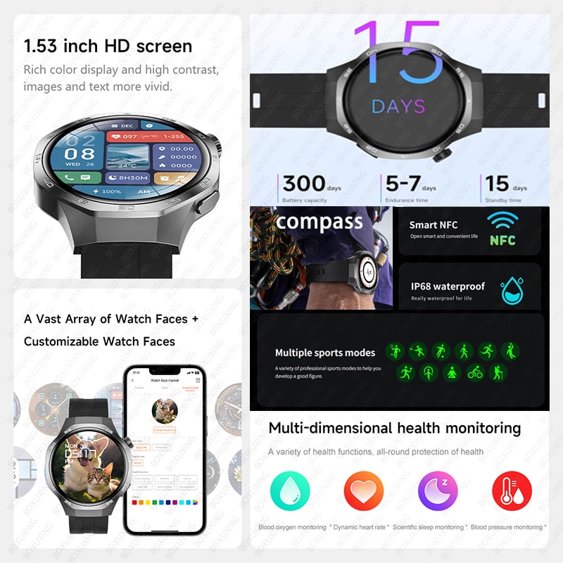 New Watch MAX Smart Watch With HD AMOLED Screen GPS Tracker Waterproof Sports Health Monitoring Blu 1