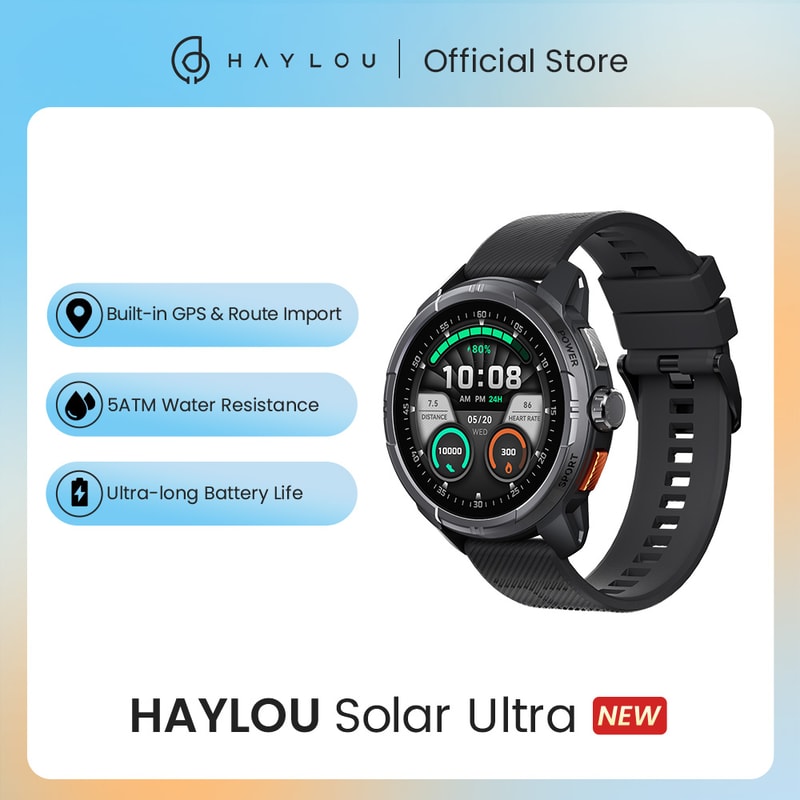 Solar Ultra GPS Smartwatch With AMOLED Display Builtin GPS 5ATM Waterproof Bluetooth Sports Smart W 1