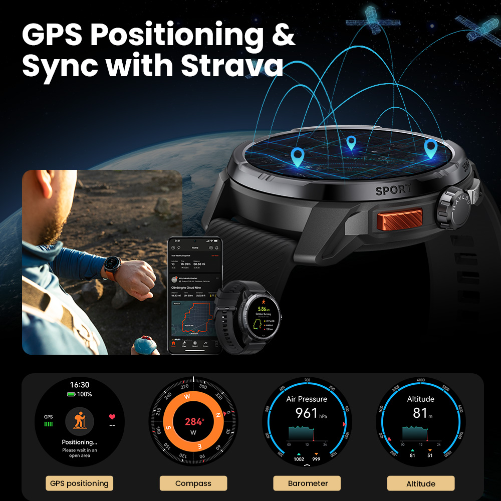 Solar Ultra GPS Smartwatch With AMOLED Display Builtin GPS 5ATM Waterproof Bluetooth Sports Smart W 4
