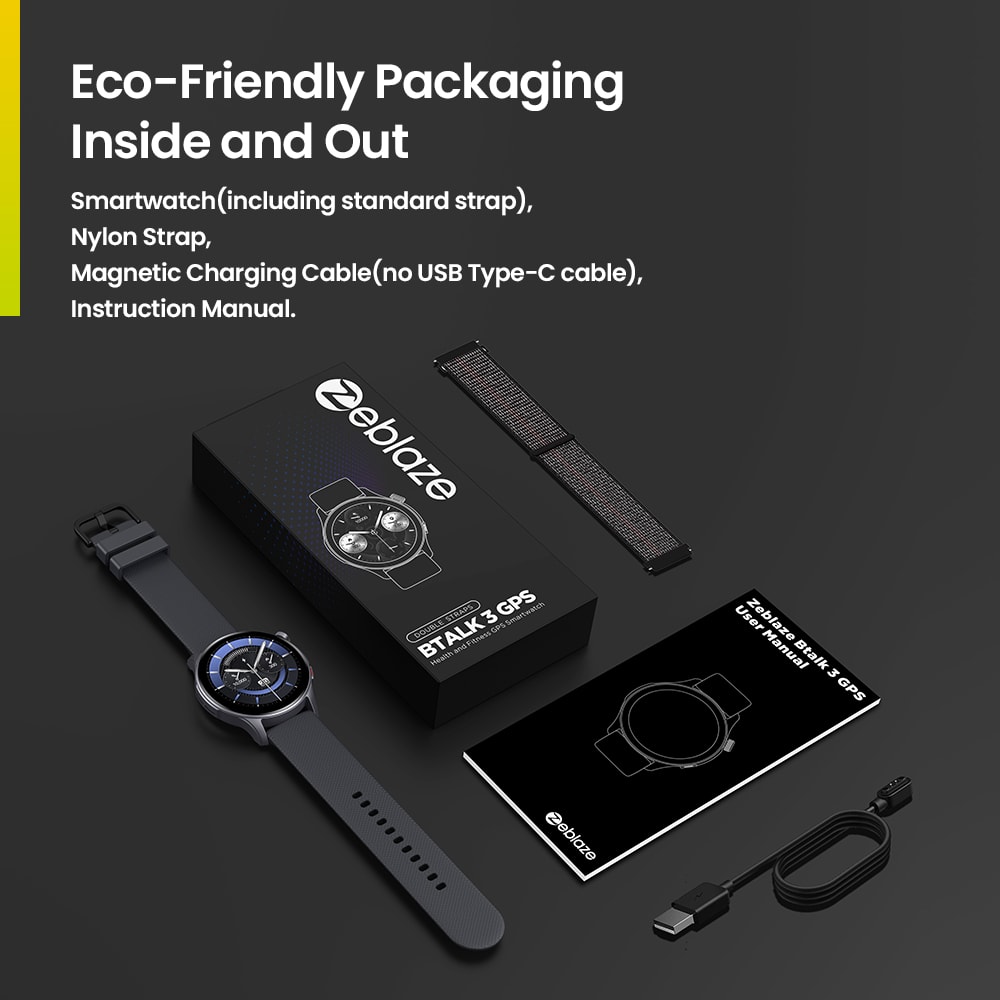 Btalk GPS Smartwatch AMOLED Display Dual Strap Sports Watch Bluetooth Calling Heart Rate Stress Tra