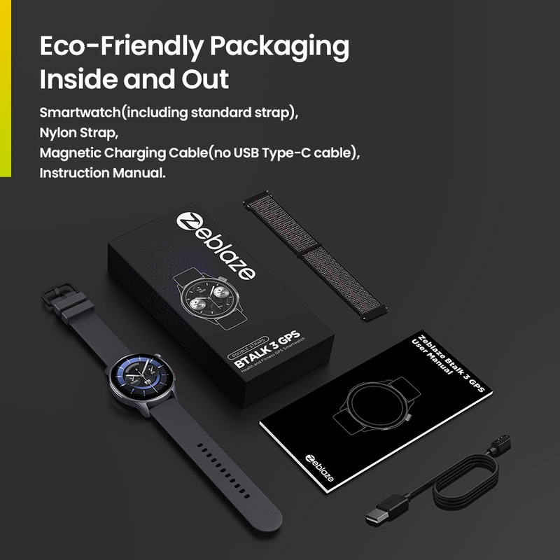 Btalk GPS Smartwatch AMOLED Display Dual Strap Sports Watch Bluetooth Calling Heart Rate Stress Tra