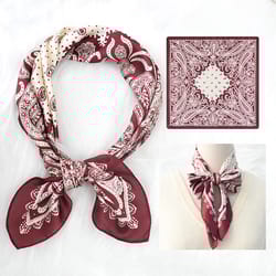 fashion headscarf kerchief bandana shawl square silk-like scarf women satin cashew flower print small neck scarf hijab