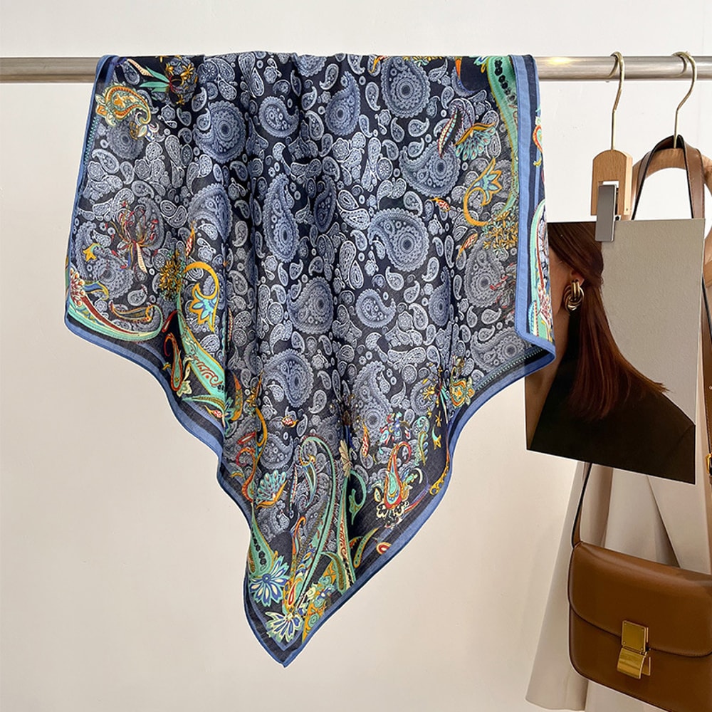 New Pure Cotton Women Scarf Square Foulard Ladys Neck Hair Scarves Design Printed Head Kerchief Fas 7