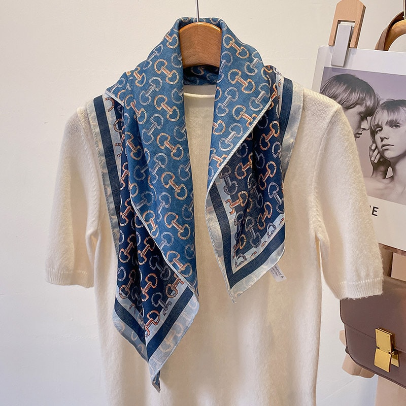 New Pure Cotton Women Scarf Square Foulard Ladys Neck Hair Scarves Design Printed Head Kerchief Fas 5