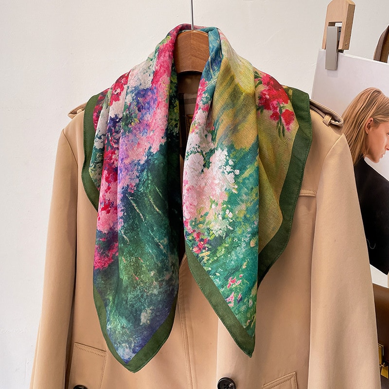 New Pure Cotton Women Scarf Square Foulard Lady's Neck Hair Scarves Design Printed Head Kerchief Fashion Girl Scarf