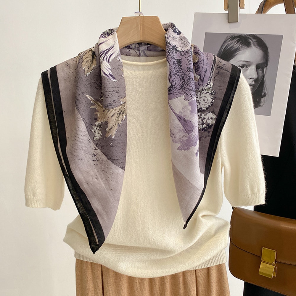 New Pure Cotton Women Scarf Square Foulard Lady's Neck Hair Scarves Design Printed Head Kerchief Fashion Girl Scarf