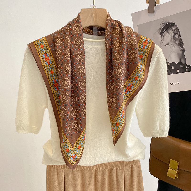 New Pure Cotton Women Scarf Square Foulard Lady's Neck Hair Scarves Design Printed Head Kerchief Fashion Girl Scarf