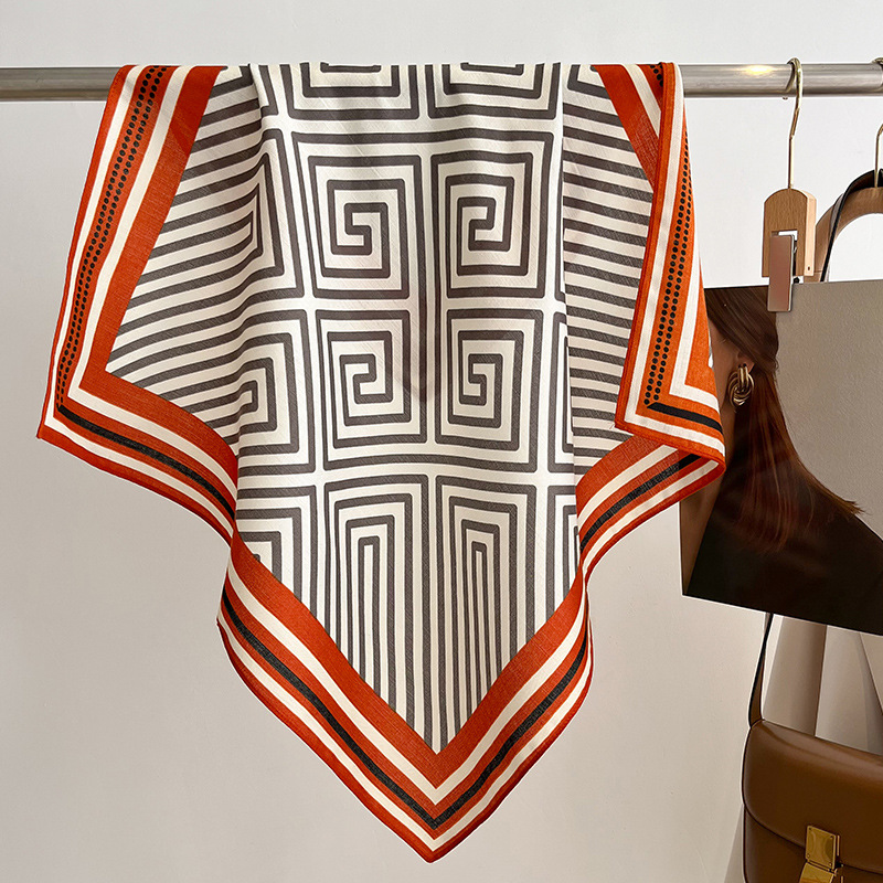 New Pure Cotton Women Scarf Square Foulard Lady's Neck Hair Scarves Design Printed Head Kerchief Fashion Girl Scarf