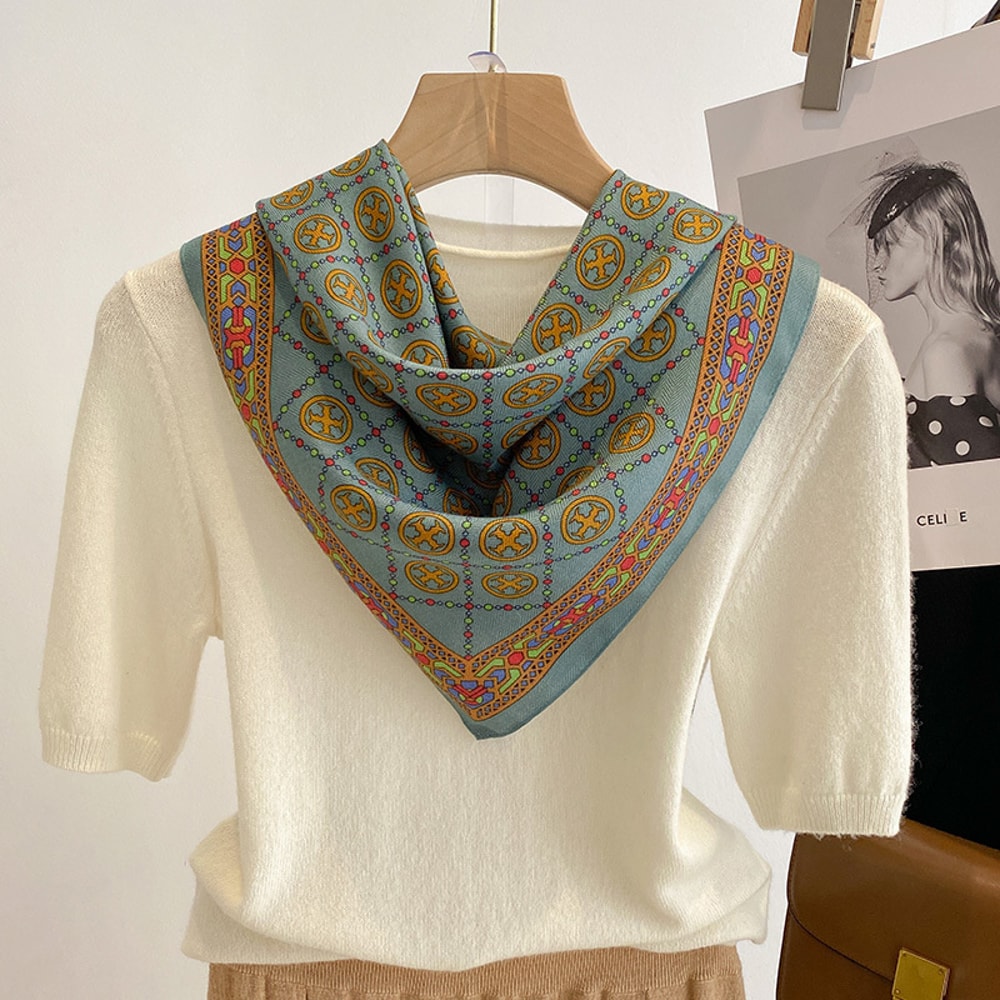 New Pure Cotton Women Scarf Square Foulard Lady's Neck Hair Scarves Design Printed Head Kerchief Fashion Girl Scarf