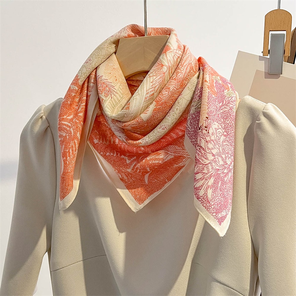 New Pure Cotton Women Scarf Square Foulard Lady's Neck Hair Scarves Design Printed Head Kerchief Fashion Girl Scarf
