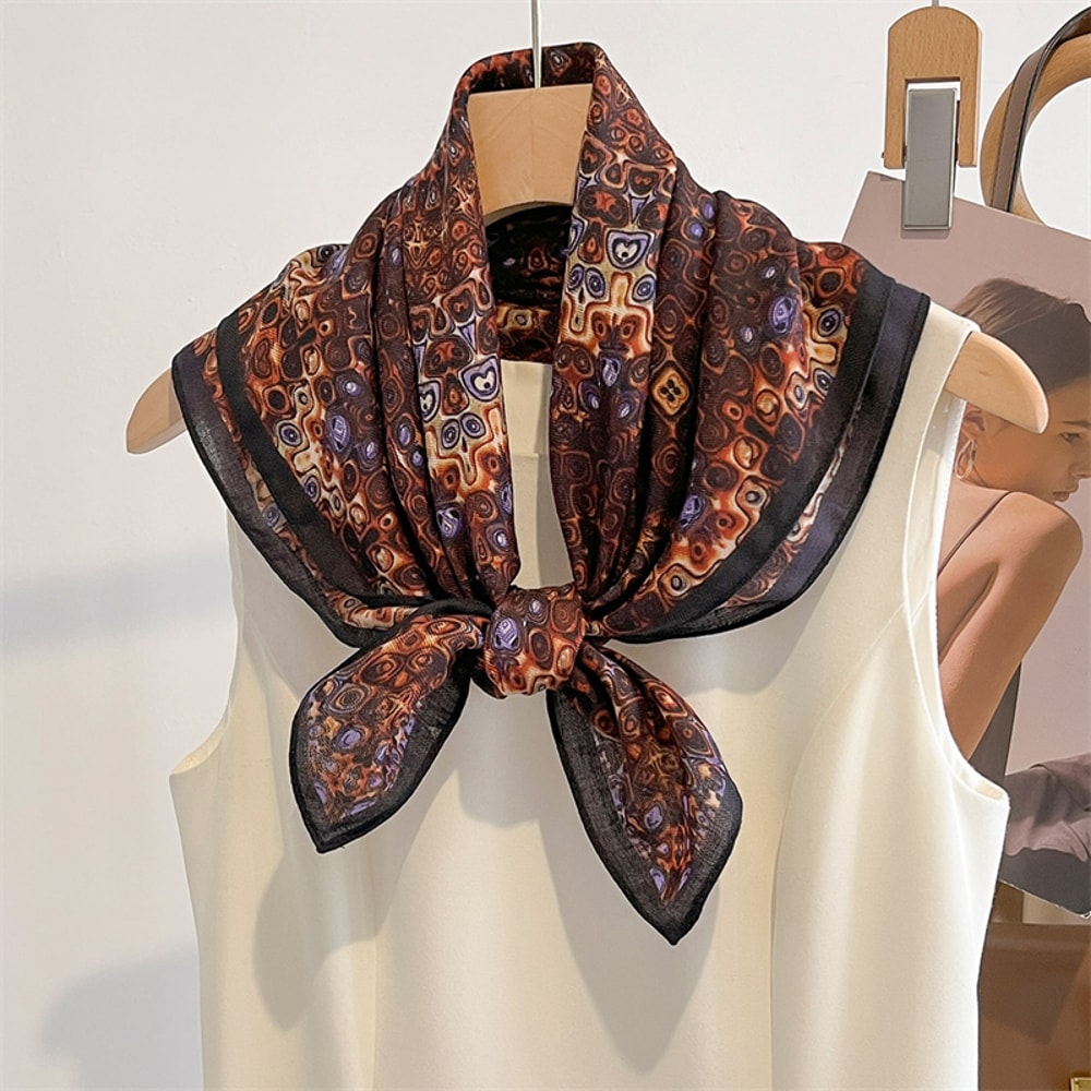 New Pure Cotton Women Scarf Square Foulard Lady's Neck Hair Scarves Design Printed Head Kerchief Fashion Girl Scarf