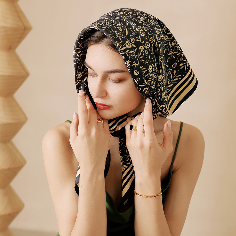 Floral Print Bandana Neck Scarfs Luxury Cotton Headband For Women Soft Handkerchief Hijab Scarf Fas 1
