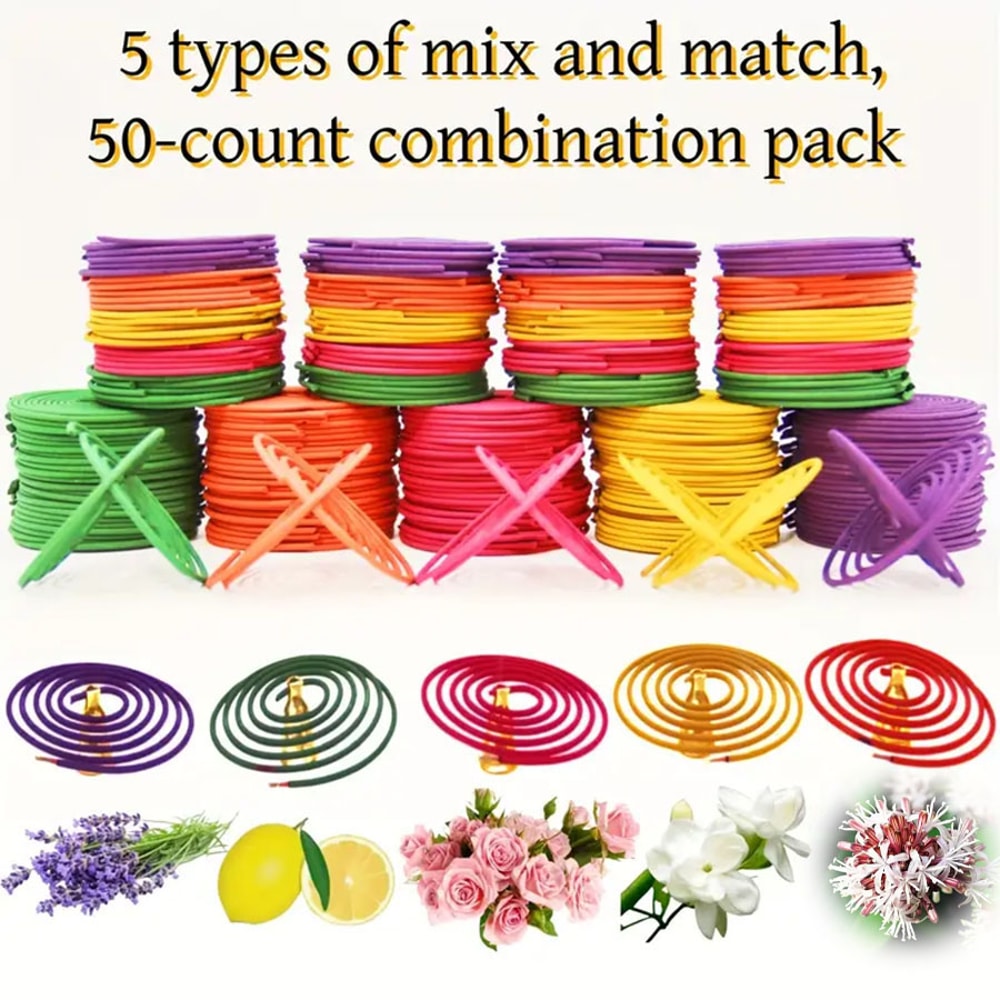 Spiral Shape Mixed Fragrance Incense Sticks Lemon Rose Jasmine Lavender Orange Mild Fragrance