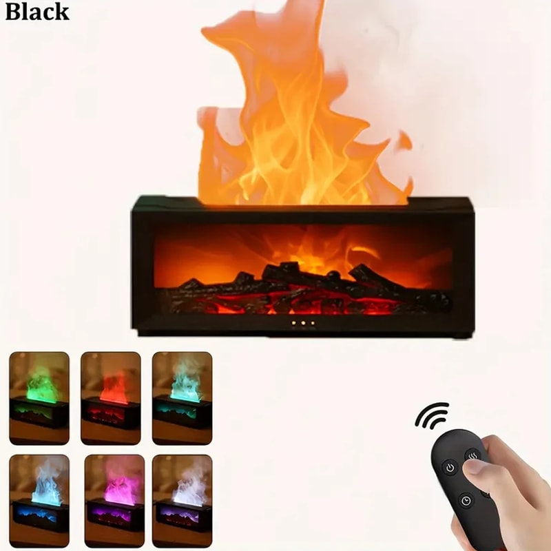 Aroma Diffuser With Color LED Flame Effect Essential Oil Diffuser Air Humidifier Remote Timer Fragr 4