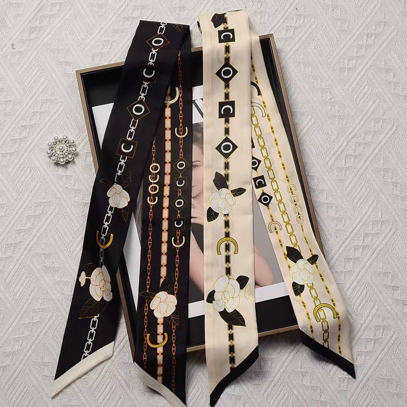 Womens French Elegant Black And White Tied Handle Bag With Small Silk Scarf And Doublesided Twill R 4