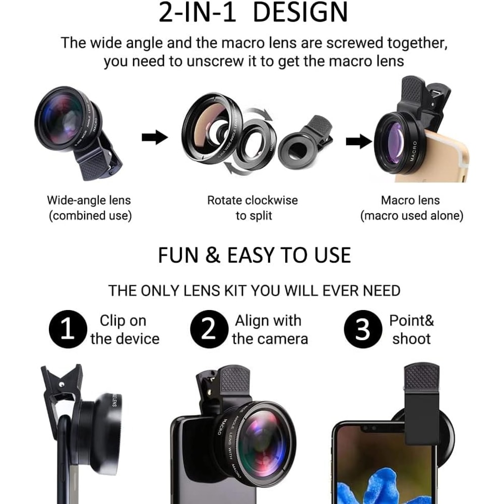 Mobile Phone Lens Professional Universal Clip Super WideAngle Macro HD Lens 2