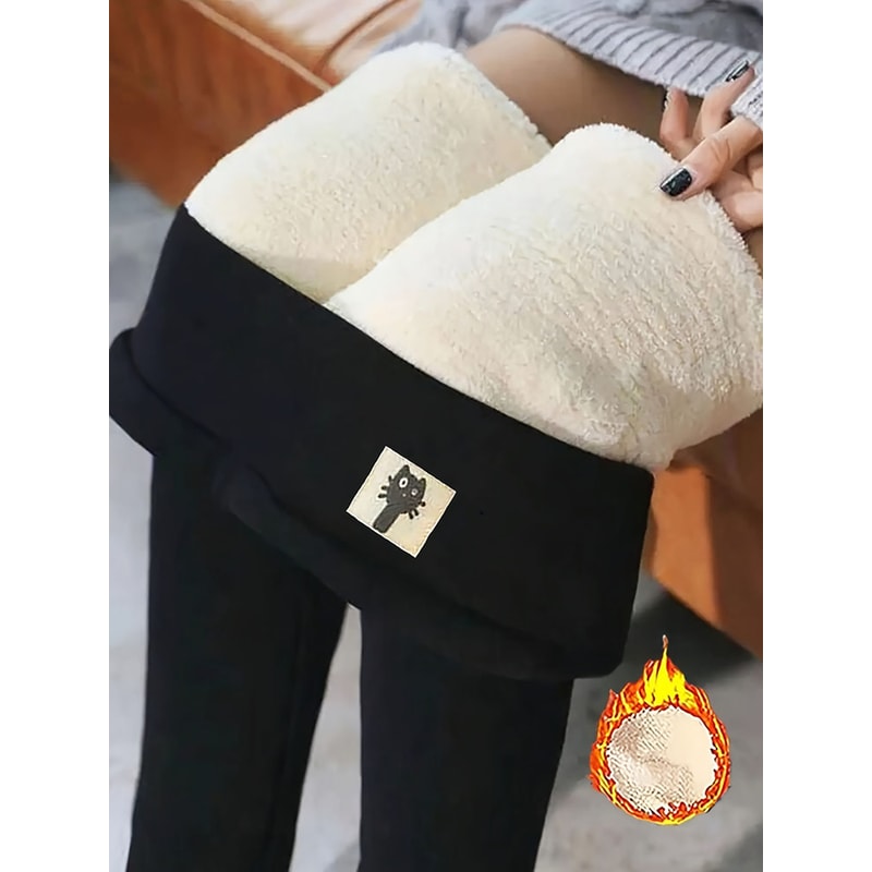 High Waist Winter Thicken Warm Leggings Women Lamb Cashmere Joggers Fleece Elastic Tights Slim Velv 0