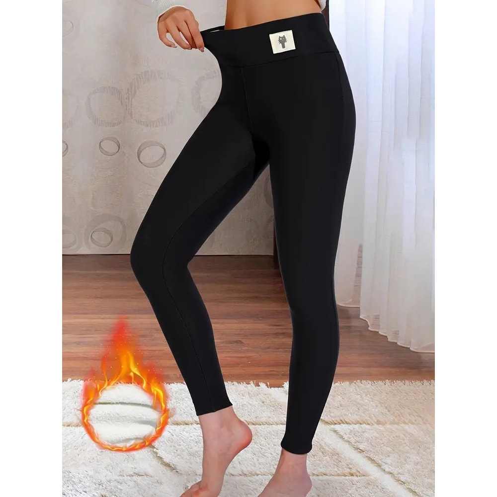 High Waist Winter Thicken Warm Leggings Women Lamb Cashmere Joggers Fleece Elastic Tights Slim Velv 2