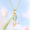 Elegant Stainless Steel Clavicle Chain Light Luxury Zircon Tulip Flower Pendant Necklace For Women 9