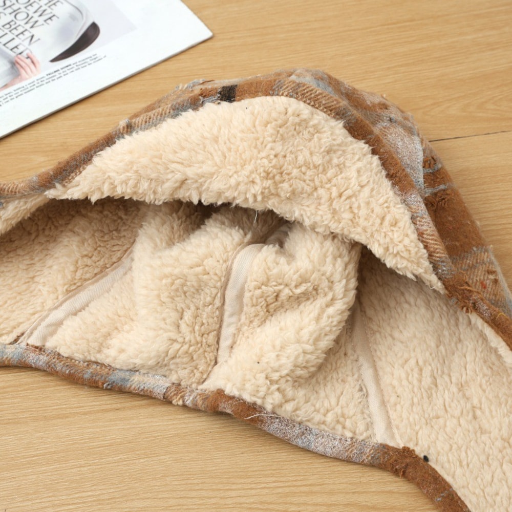 Plaid Unisex Ski Caps Thickened Warm Pilot Hat Windproof Bomber Hat