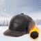 Mens Winter PU Leather Baseball Cap With Earflaps Warm Bomber Hat Windproof Keep Warm Elderly Dad C 0