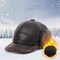 Mens Winter PU Leather Baseball Cap With Earflaps Warm Bomber Hat Windproof Keep Warm Elderly Dad C 0
