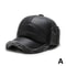 Mens Winter PU Leather Baseball Cap With Earflaps Warm Bomber Hat Windproof Keep Warm Elderly Dad C 4
