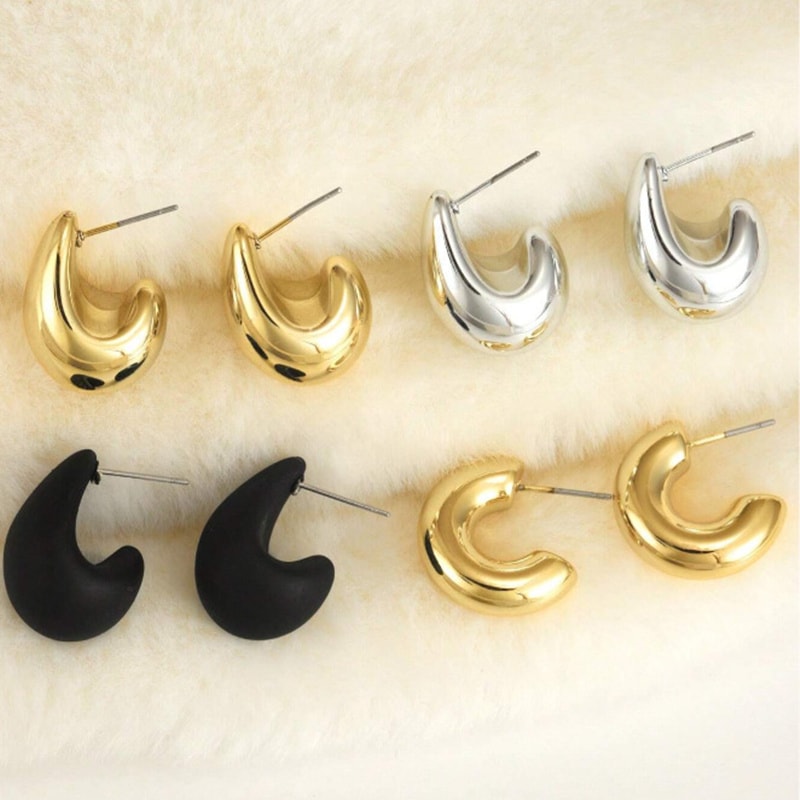 Vintage Glossy Thick Acrylic Water Drop Stud Earring Creative Tear Drop Earrings Womens Elegant Par 6