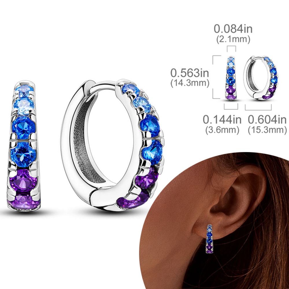 Hypoallergenic Sterling Silver Hoops Earrings With Zirconia High Quality Jewelry For Women And Girl 4