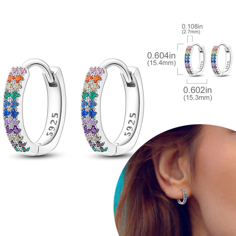 Hypoallergenic Sterling Silver Hoops Earrings With Zirconia High Quality Jewelry For Women And Girl 7