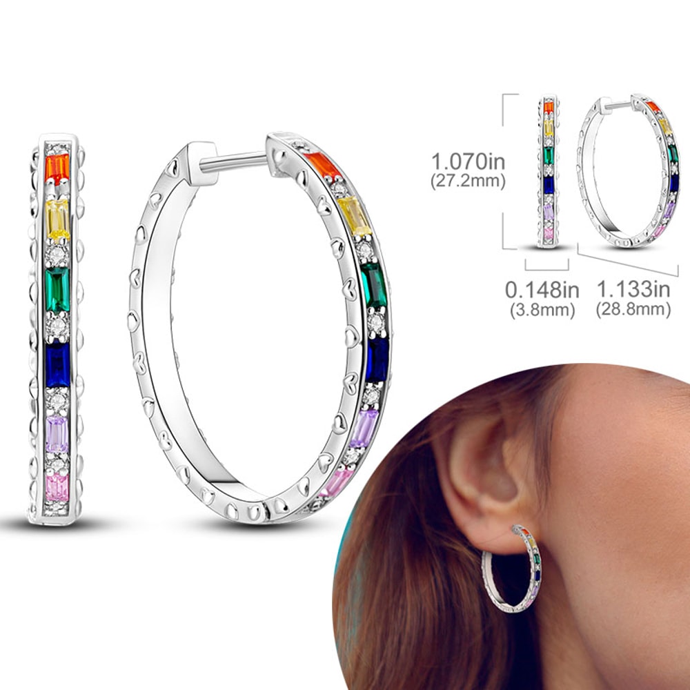 Hypoallergenic Sterling Silver Hoops Earrings With Zirconia High Quality Jewelry For Women And Girl 9