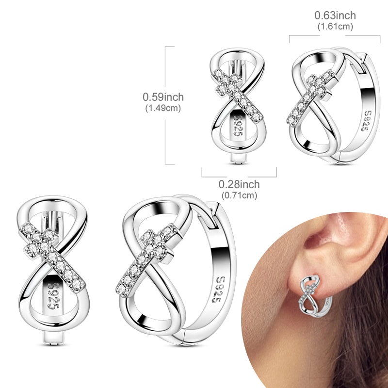 Hypoallergenic Sterling Silver Hoops Earrings With Zirconia High Quality Jewelry For Women And Girl 10